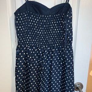 Blue polkadot pants suit